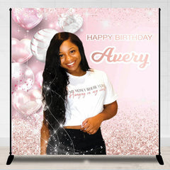 Lofaris Light Pink Balloon Custom Photo Birthday Backdrop