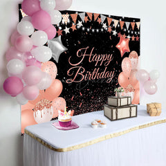 Lofaris Light Pink Glitter Balloon Women Birthday Backdrop