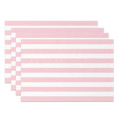 Lofaris Light Pink White Stripes Dining Set Of 4 Placemats