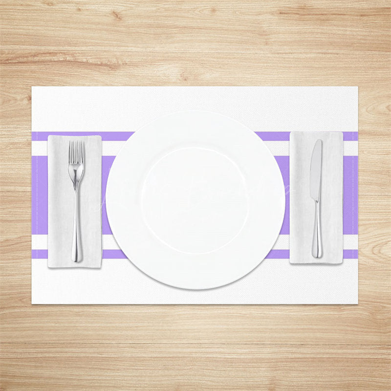 Lofaris Light Purple And White Simple Set Of 4 Placemats