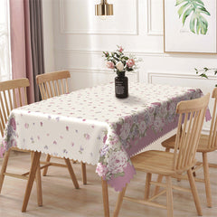 Lofaris Light Purple Floral Rectangle Tablecloth For Kitchen