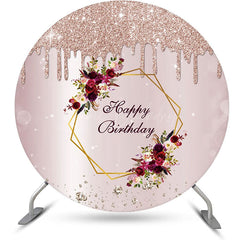 Lofaris Light Purple Glitter Floral Round Birthday Backdrop