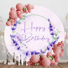 Lofaris Light Purple Lavender Flowers Round Birthday Backdrop