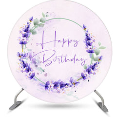 Lofaris Light Purple Lavender Flowers Round Birthday Backdrop