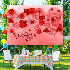 Lofaris Light Red Rose Heart Happy Valentines Day Backdrop