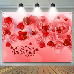 Lofaris Light Red Rose Heart Happy Valentines Day Backdrop