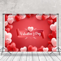 Lofaris Light Red Stripes Dots Heart Valentines Day Backdrop