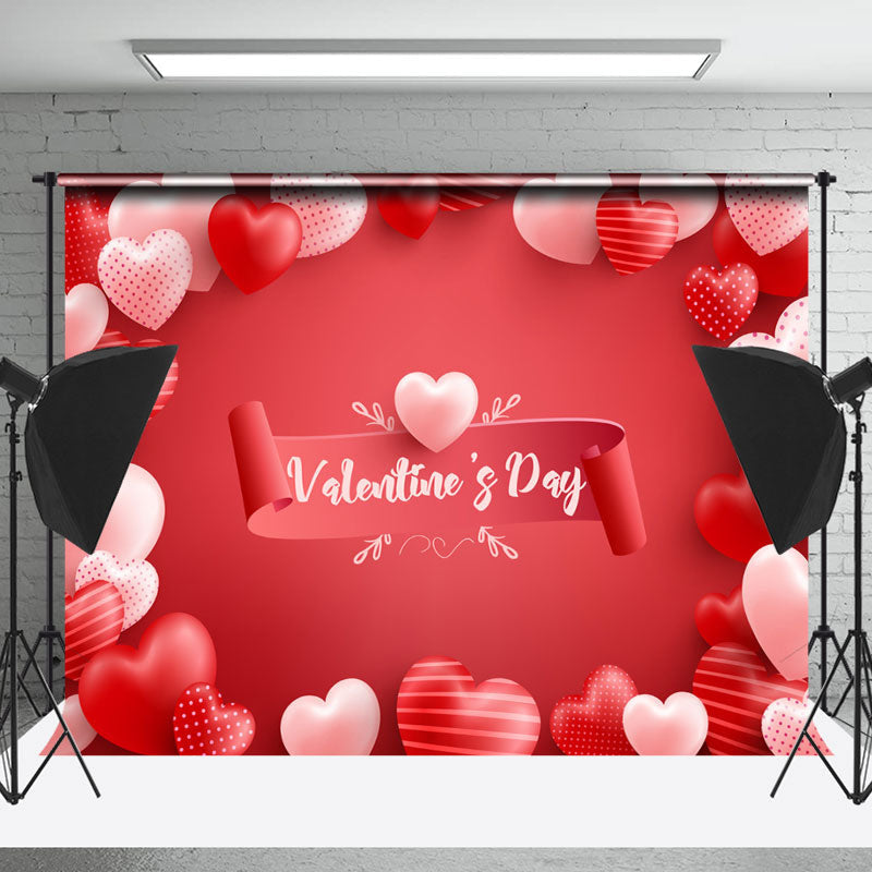 Lofaris Light Red Stripes Dots Heart Valentines Day Backdrop