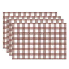 Lofaris Light Red White Checkered Modern Set Of 4 Placemats