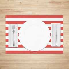 Lofaris Light Red White Stripe Dining Set Of 4 Placemats