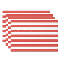 Lofaris Light Red White Stripe Dining Set Of 4 Placemats