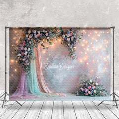 Lofaris Light Strings Floral Curtain Abstract Wall Backdrop