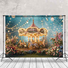 Lofaris Light Strings Merry Go Round Floral Fantasy Backdrop