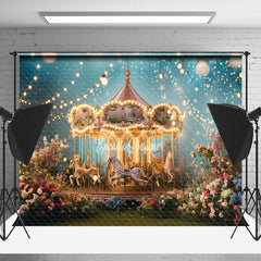 Lofaris Light Strings Merry Go Round Floral Fantasy Backdrop