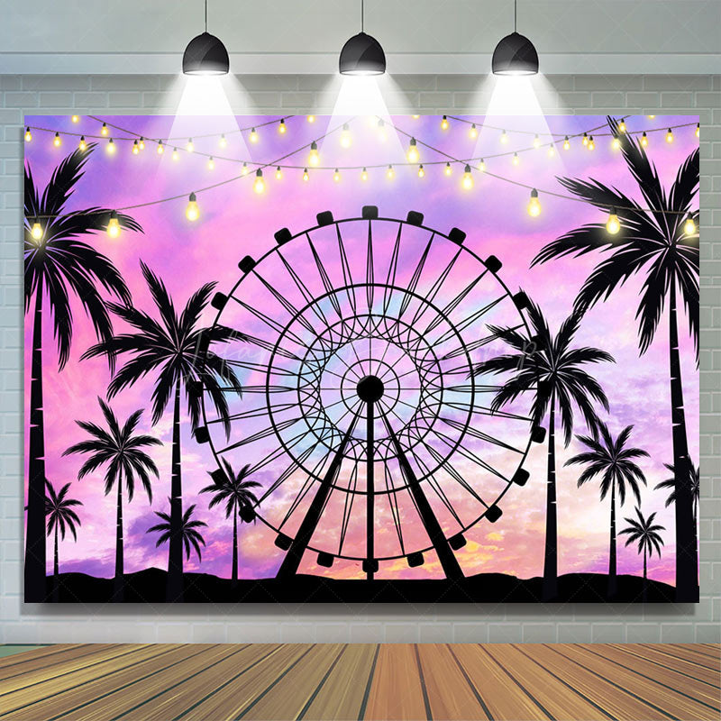 Lofaris Light Strip Sunset Summer Palm Trees Sky Backdrop