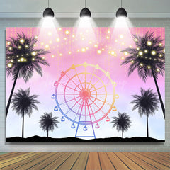 Lofaris Light Summer Sunset Palm Trees Ferris Wheel Backdrop