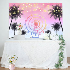 Lofaris Light Summer Sunset Palm Trees Ferris Wheel Backdrop