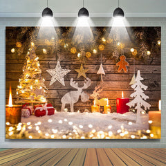 Lofaris Light Wood Glitter Photo Booth Christmas Backdrop