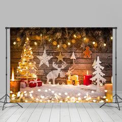 Lofaris Light Wood Glitter Photo Booth Christmas Backdrop