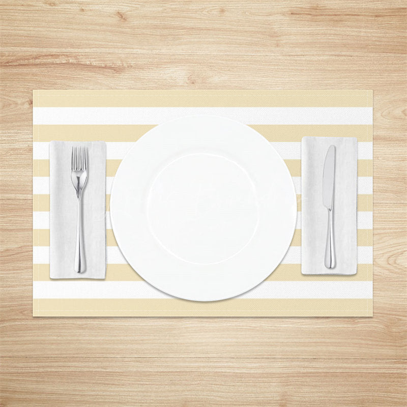 Lofaris Light Yellow White Stripe Dining Set Of 4 Placemats