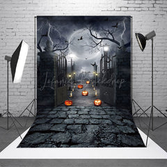 Lofaris Lightning Horror Moon Night Candle Halloween Backdrop