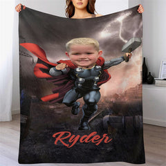 Lofaris Lightning Rain Thunder Hero City Custom Photo Blanket