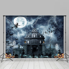 Lofaris Lightning Thunder Halloween Night Witch Pumpkin Backdrop