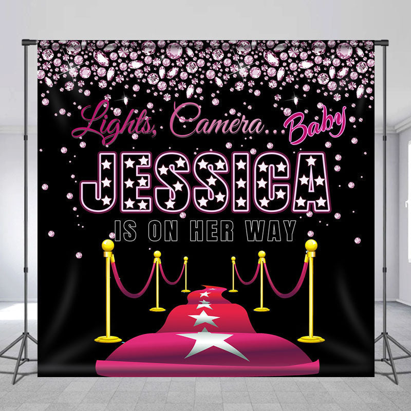 Lofaris Lights Camera Diamonds Custom Baby Shower Backdrop