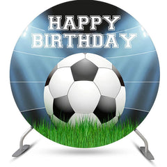 Lofaris Lights Football Grass Circle Happy Birthday Backdrop