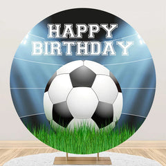 Lofaris Lights Football Grass Circle Happy Birthday Backdrop