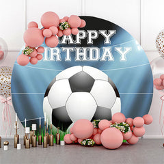 Lofaris Lights Football Grass Circle Happy Birthday Backdrop