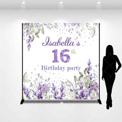 Lofaris Lilac Floral Girls Sweet 16 Custom Birthday Backdrop