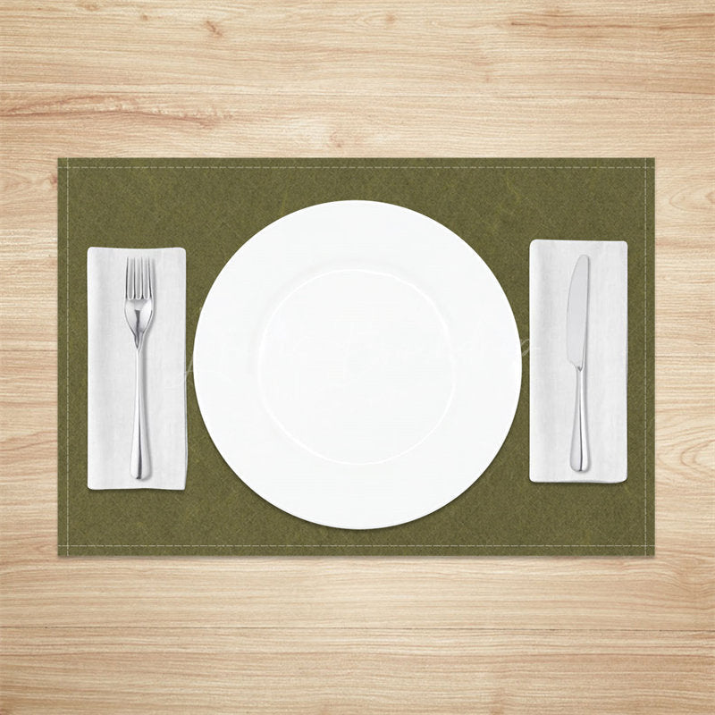 Lofaris Linen Solid Army Green Modern Set Of 4 Placemats