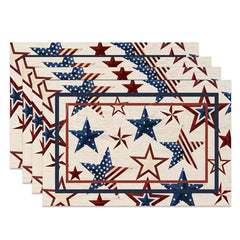 Lofaris Lines Flag Star Independence Day Set Of 4 Placemats