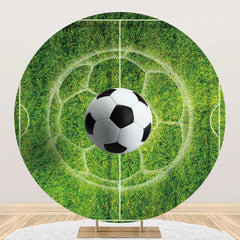 Lofaris Lines Grass Football Round Birthday Backdrop For Boy