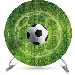 Lofaris Lines Grass Football Round Birthday Backdrop For Boy