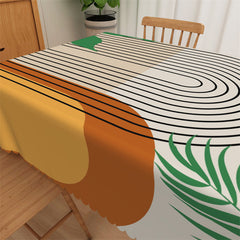 Lofaris Lines Leaves Pattern Washable Polyester Tablecloth