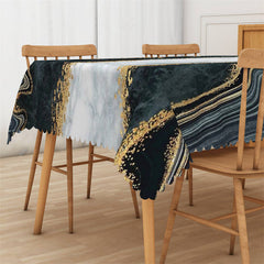 Lofaris Liquid Marble Black Grey Gold Rectangle Tablecloth