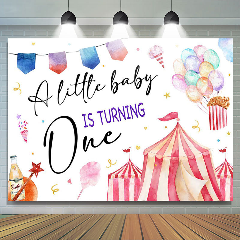 Lofaris Little Baby Is Turning One Circus Birthday Backdrop