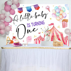 Lofaris Little Baby Is Turning One Circus Birthday Backdrop