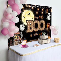 Lofaris Little Boo Moon Night Halloween Baby Shower Backdrop