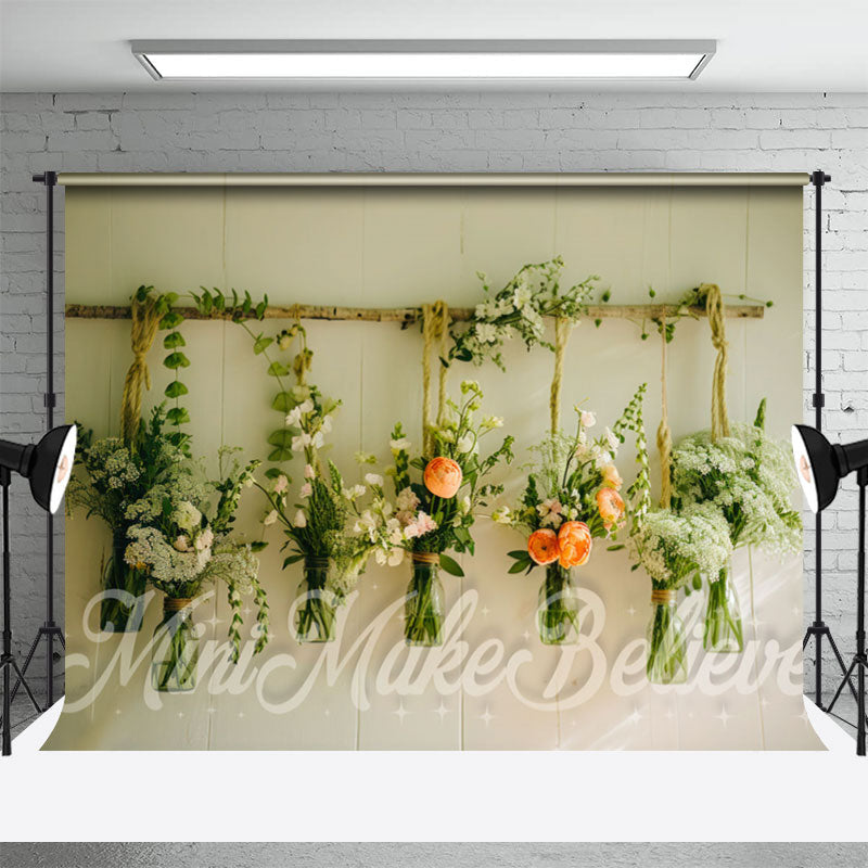 Lofaris Little Bouquet Floral White Wall Spring Backdrop