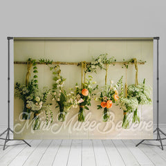 Lofaris Little Bouquet Floral White Wall Spring Backdrop