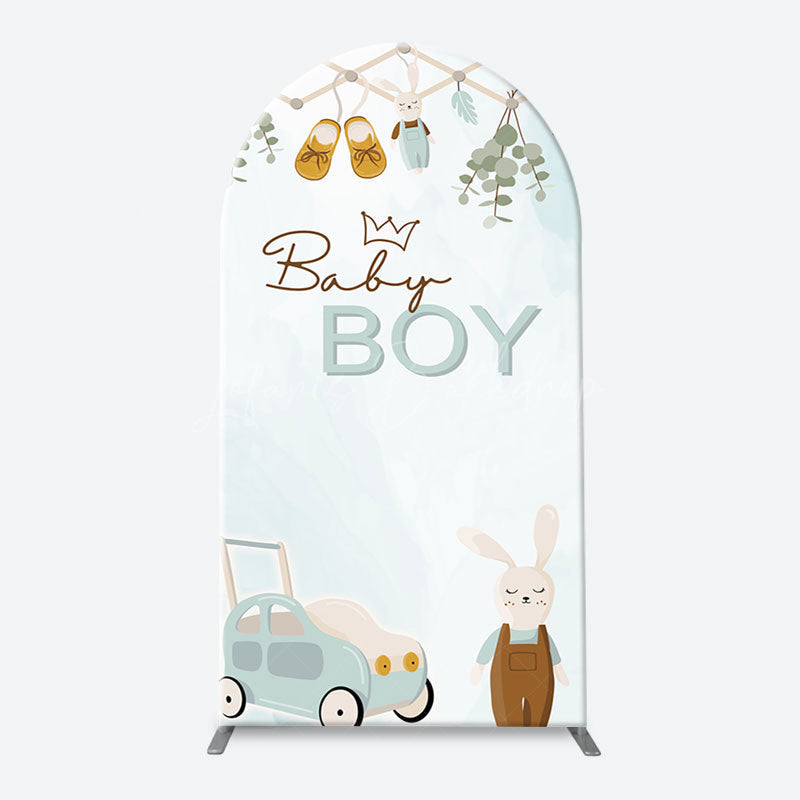 Lofaris Little Bunny Stroller Leaves Baby Boy Arch Backdrop