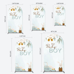 Lofaris Little Bunny Stroller Leaves Baby Boy Arch Backdrop