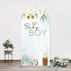 Lofaris Little Bunny Stroller Leaves Baby Boy Arch Backdrop