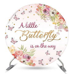 Lofaris Little Butterfly Is On The Way Round Baby Shower Backdrop