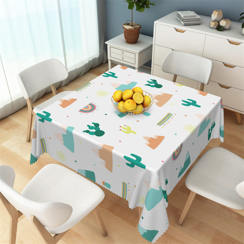 Lofaris Little Cactus Mountains Rainbow Square Tablecloth