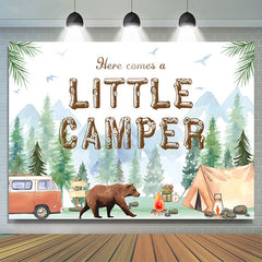 Lofaris Little Camper Wild Camping Bear Baby Shower Backdrop