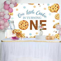 Lofaris Little Cookie Milk White 1st Birthday Party Backdrop